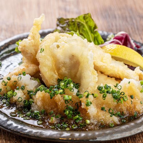 Chicken tempura with grated daikon radish and ponzu sauce