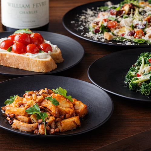 ◆女子会コース◆生ビール スパークリングワイン付き飲み放題 デザート付き6品