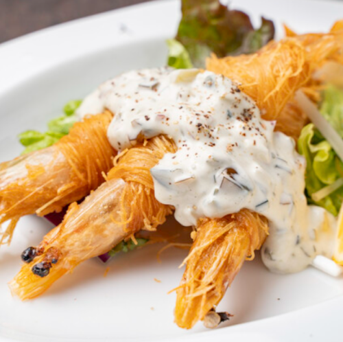 Shrimp angel hair tartare