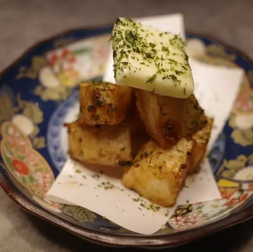 Deep-fried Japanese yam with seaweed butter