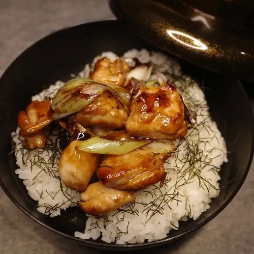 Yakitori restaurant's charcoal-grilled chicken rice bowl