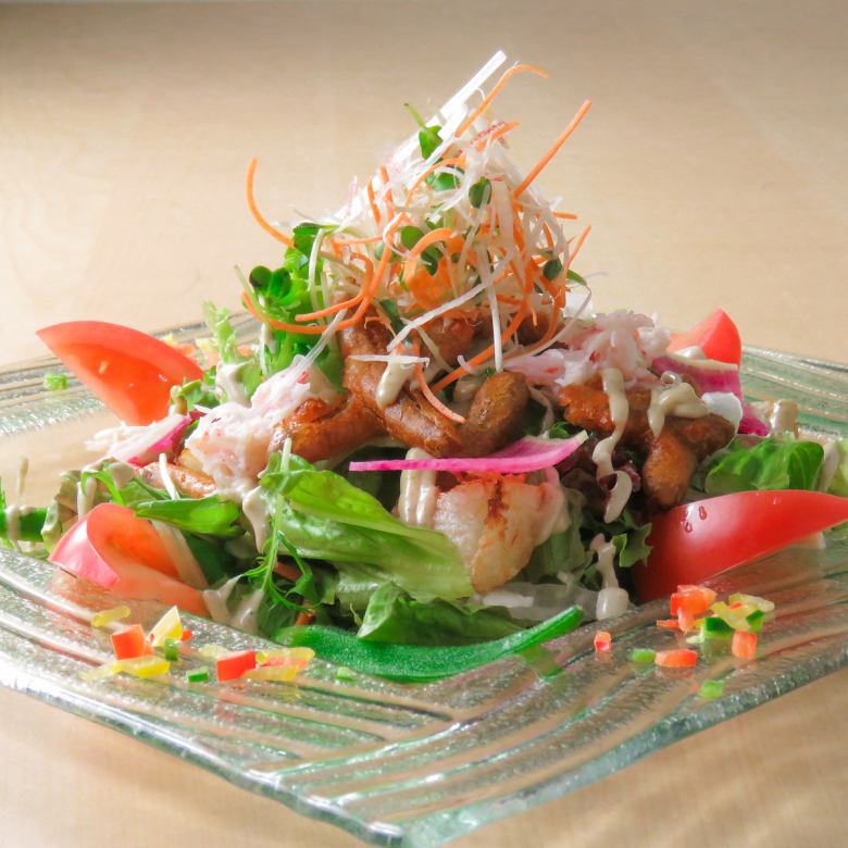 Deep fried yam and burdock salad with crab paste and mayonnaise
