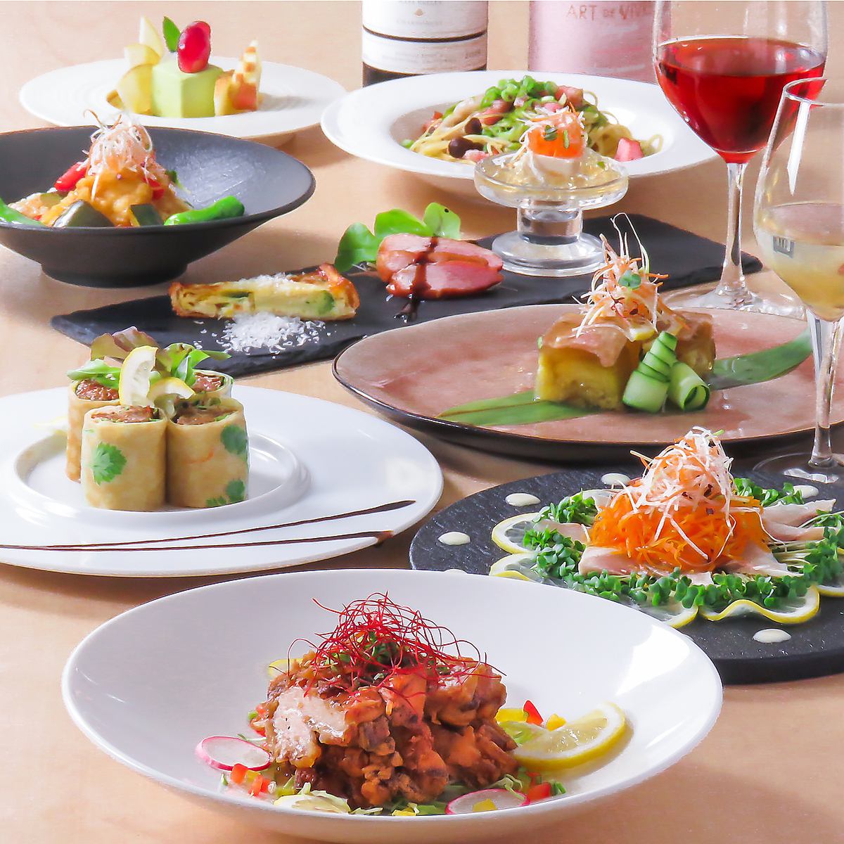 Banquet course with 90 minutes all-you-can-drink for 5,500 yen (11 dishes in total) available