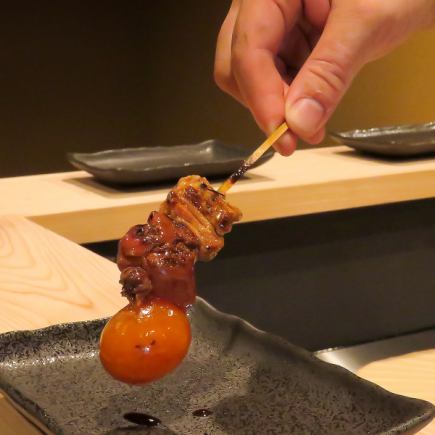 【大将のおまかせ4500円コース】串8本・香の物・箸休め・鶏スープ