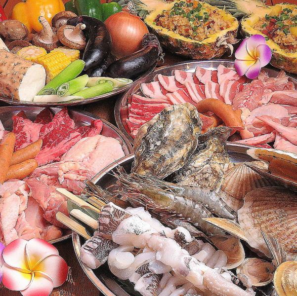 Must-see for seafood lovers! [BBQ course with seafood] All 23 types 3300 yen (tax included) per person (+550 yen (tax included) on weekends)