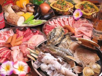 A must-see for seafood lovers! [BBQ course with seafood] 3,000 yen per person for 23 types (+500 yen on weekends and days before holidays)
