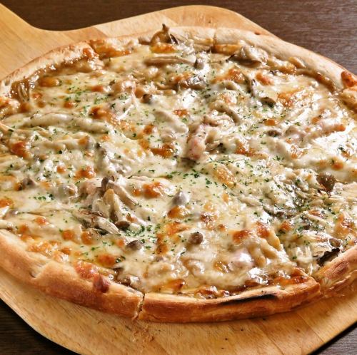 Mushroom and anchovy pizza