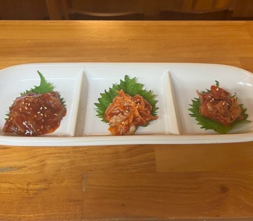 三種 chanja（鱈魚、海螺、扇貝）的品嚐比較