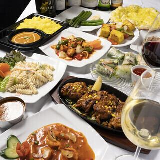 附3小时无限畅饮【高级套餐】共11道菜｜奢华的印度料理和轻松的180分钟 6,400日元（含税）