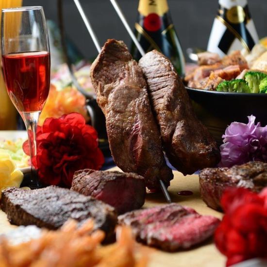 All-you-can-eat and all-you-can-drink beer hall with popular aged meat and churrasco