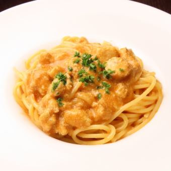 Cod roe and shrimp cream pasta