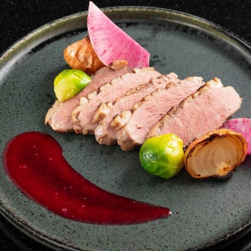 Duck Breast Grilled with Plum Wine ~Framboise Sauce~