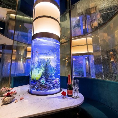 The large aquarium like the deep sea facing from the submarine is fantastic