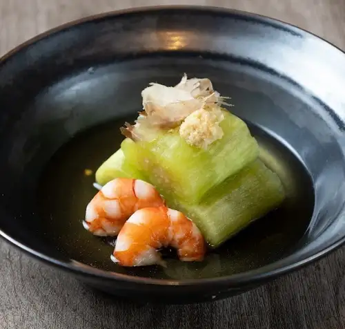 Jade eggplant marinated in warm water