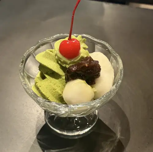 Matcha soft serve ice cream