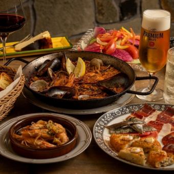 120分飲み放題付◆【プレミアム】パエリアコース 2名様~ 7500円【本格スペイン料理】★