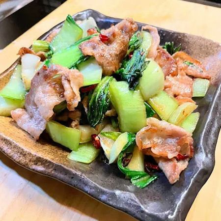 豚肉とチンゲン菜の塩炒め