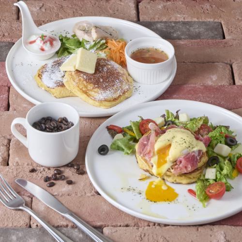 Specially selected pancakes now available on lunch plates♪