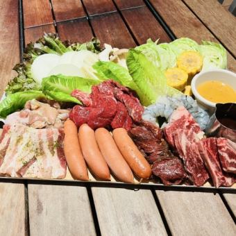 【테라스 한정】BBQ\5,500코스(무료 음료 포함!)※점내 이용 불가.