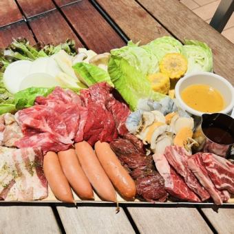 【테라스 한정】BBQ\6,500코스(무료 음료 포함!!)※점내 이용 불가