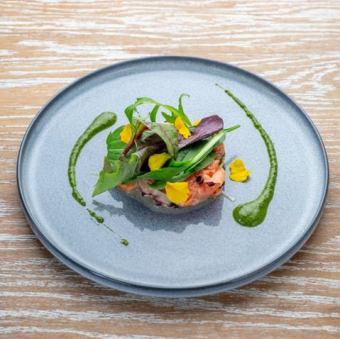 三文鱼生牛肉片