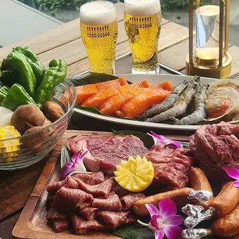 【テラス限定】ラグジュアリーBBQ☆￥8,500プラン☆120分飲み放題付☆※店内利用不可。