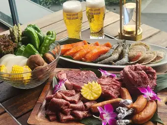 【テラス限定】ラグジュアリーBBQ☆￥8,500プラン☆120分飲み放題付☆※店内利用不可。