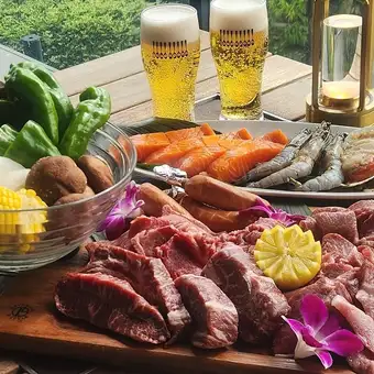 【テラス限定】ラグジュアリーBBQ☆￥9,500プラン☆120分飲み放題付☆※店内利用不可。