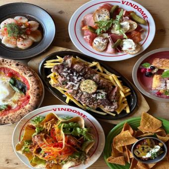 【VINDOME忘年会コース5500円7品】生ビール付き飲放90分付き(2025年12月26日以降受付用)