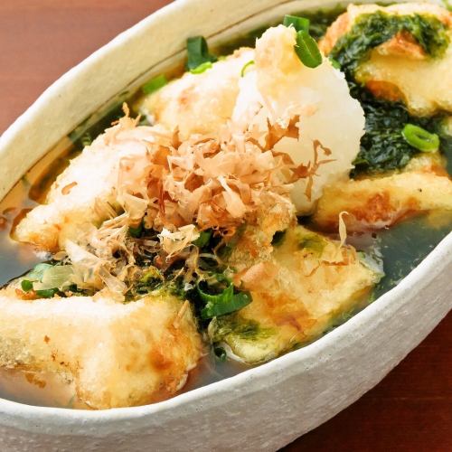 Deep-fried tofu made with fresh seaweed from Lake Hamana