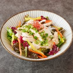 Tofu and steamed chicken salad with sesame sauce