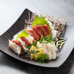 Red and white horse sashimi platter