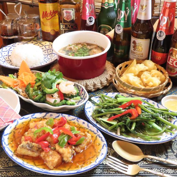 生ビール含む2時間飲み放題付き宴会コース！大手町でエスニック料理食べながら飲むならコレ！
