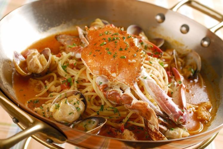 Crab pasta dinner