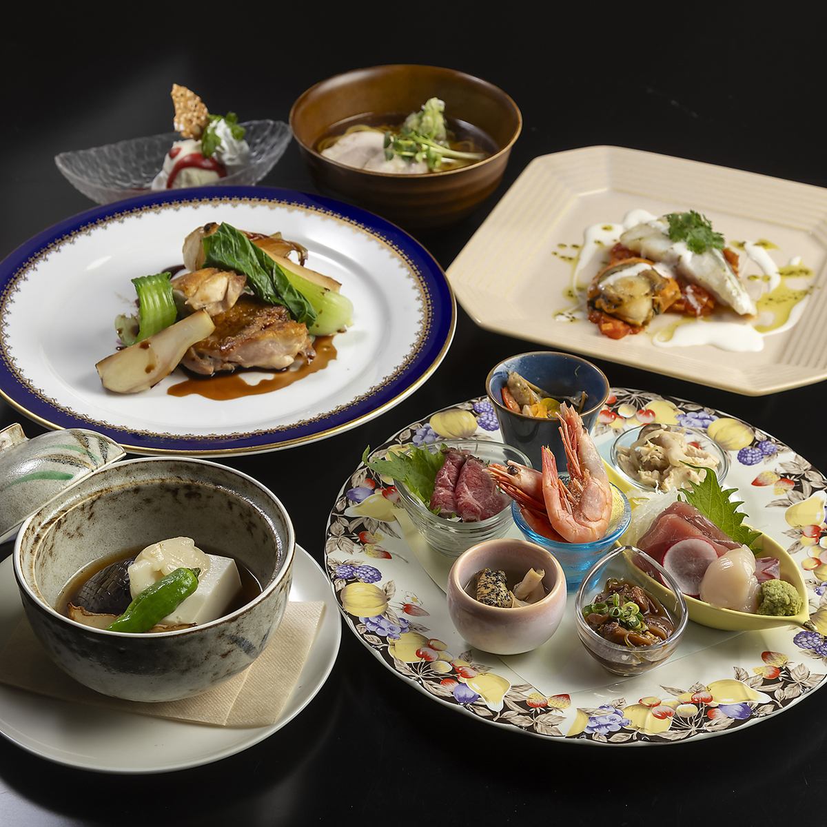 Enjoy an exquisite course with all-you-can-drink for 5,500 yen