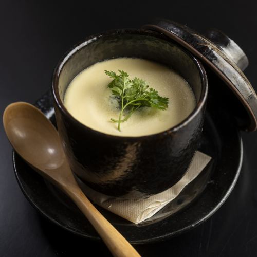 Steamed egg custard with white miso and cream cheese