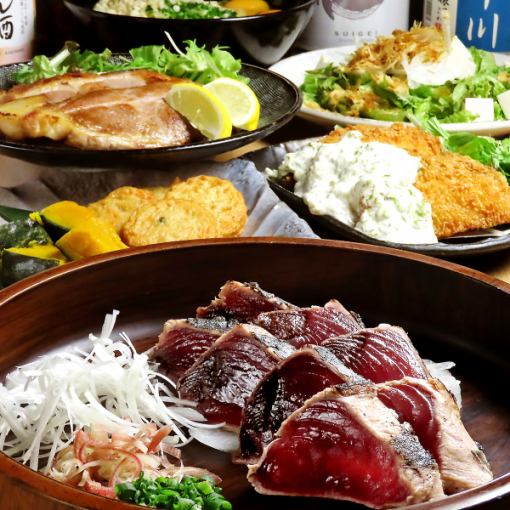 Year-end party ☆ Pork shoulder loin, straw-grilled bonito, and other 6-dish "Banquet Course" with 2 hours of all-you-can-drink including draft beer for 4,500 yen *Only available from December 12th to Fridays