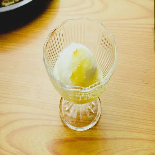 Yuzu sherbet with yuzu honey