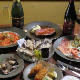 忘年会イチ押しプラン♪牡蠣三昧を味わう【OYSTERコース】2時間飲み放題付6500円