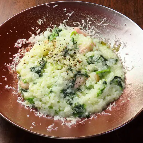 牡蠣とほうれん草のリゾット