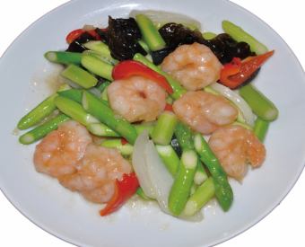 エビとアスパラ炒め