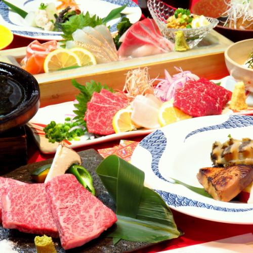 For welcome/farewell parties/anniversaries, etc...[Kumamoto Aso King Akaushi beef grilled in lava] 10 dishes [course] + [all-you-can-drink] ⇒ 5,000 yen