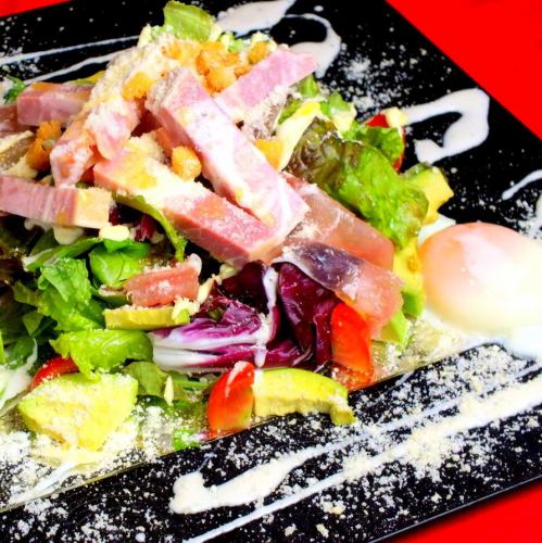 Prosciutto and avocado Caesar salad