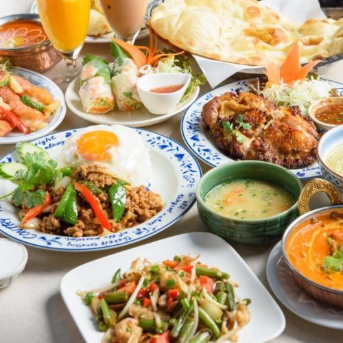 There is a great lunch set of Indian & Thai cuisine ♪