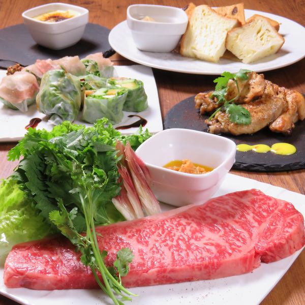 Enjoy A5 Kuroge Wagyu beef carefully selected by a vegetable sommelier and carefully selected vegetables! [2.5 hours all-you-can-drink included] [8 dishes in total] Meat course! 8000 (tax included)