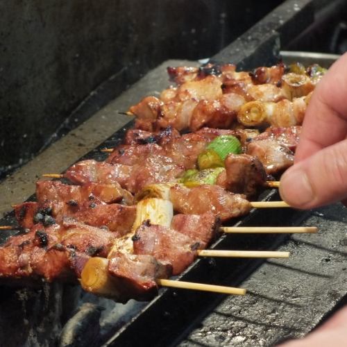 Yakitori roasted on real charcoal fire