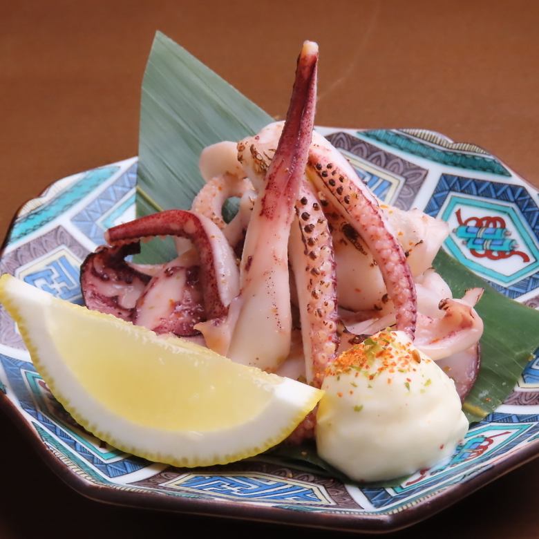 Grilled red squid with shichimi soy sauce