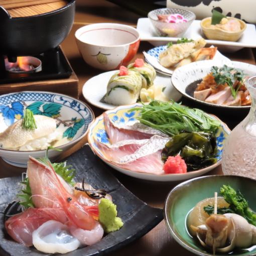 【3,4月】のどぐろ蒸し寿司付き！お刺身と北陸の旬を堪能！2時間飲み放題付きコース〈全8品〉