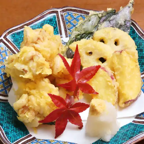 真鱈白子と加賀野菜天ぷら