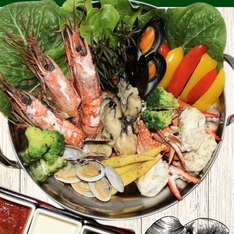 Steamed Plancha with the Bounty of the Sea (serves 2-3)